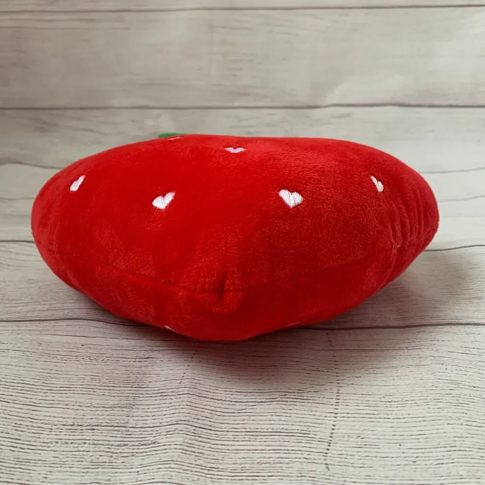 Pally Paws Red Heart Shaped Strawberry Plush Dog Toy with Embroidered Hearts 10
